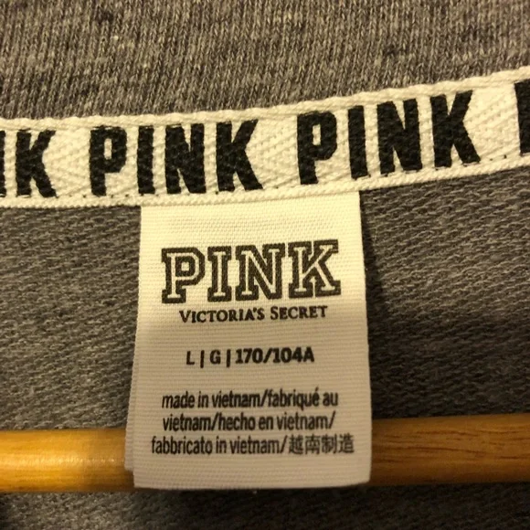 PINK Victoria’s Secret Gray 1/4 Zip Pullover Size Large - Picture 3 of 7